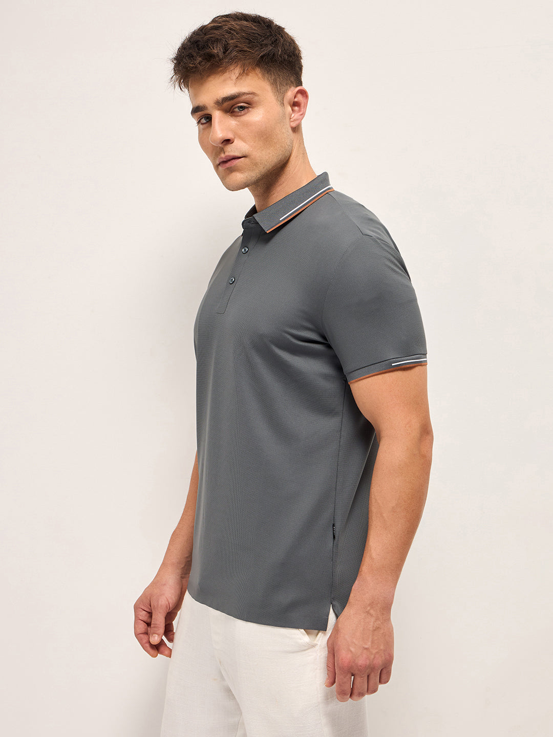 Men's Solid Slim Fit Performance Polo POL-UMOL-GY