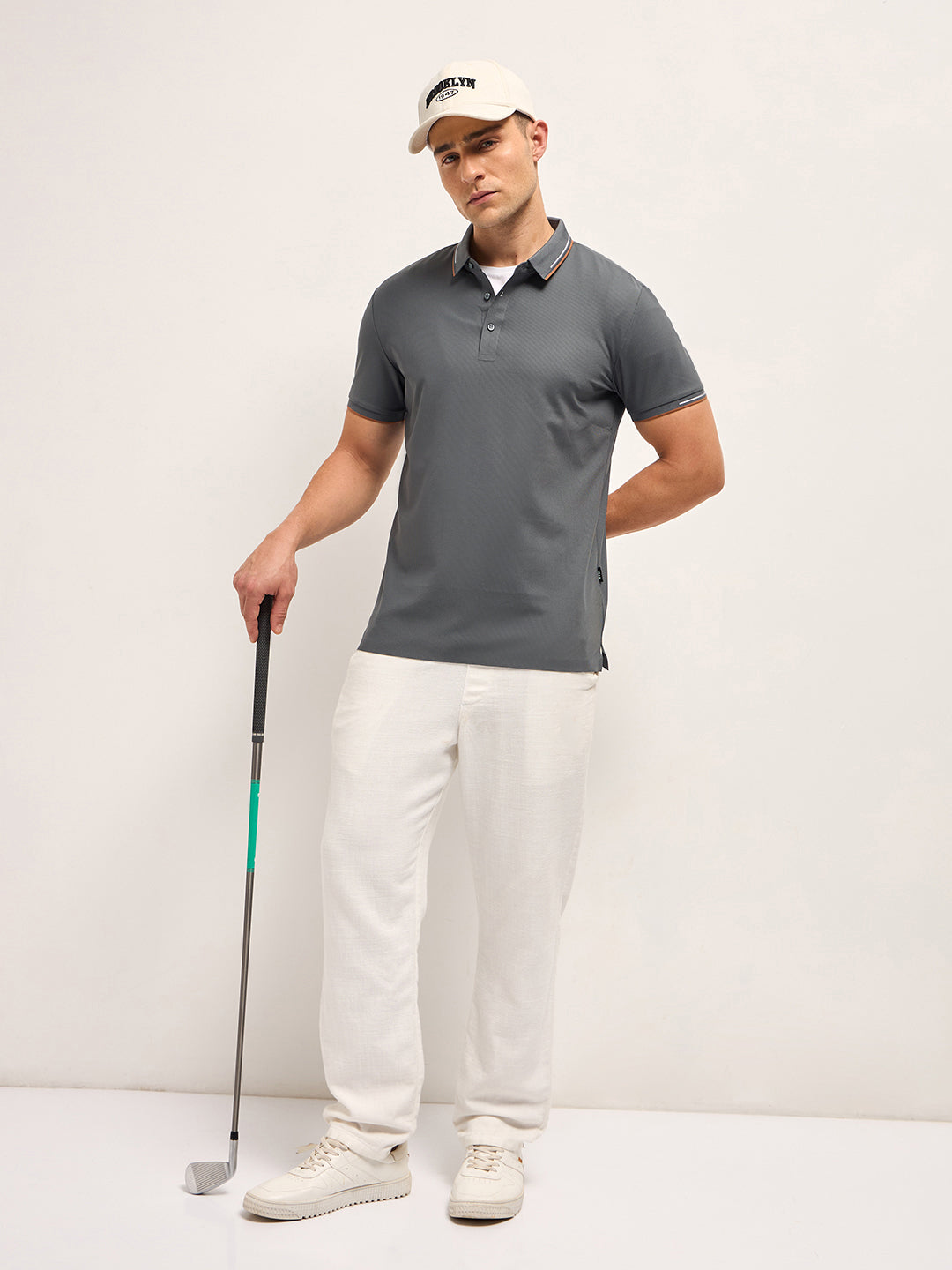 Men's Solid Slim Fit Performance Polo POL-UMOL-GY
