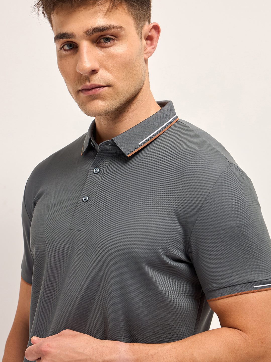 Men's Solid Slim Fit Performance Polo POL-UMOL-GY