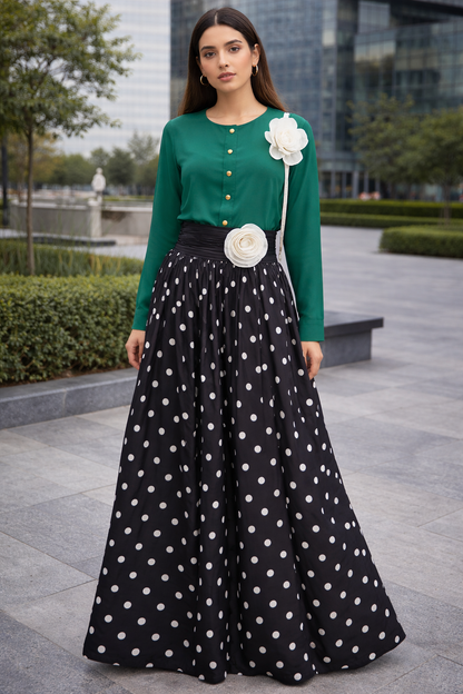 POLKA DOT ROSE SKIRT | De Novoo at Broadway