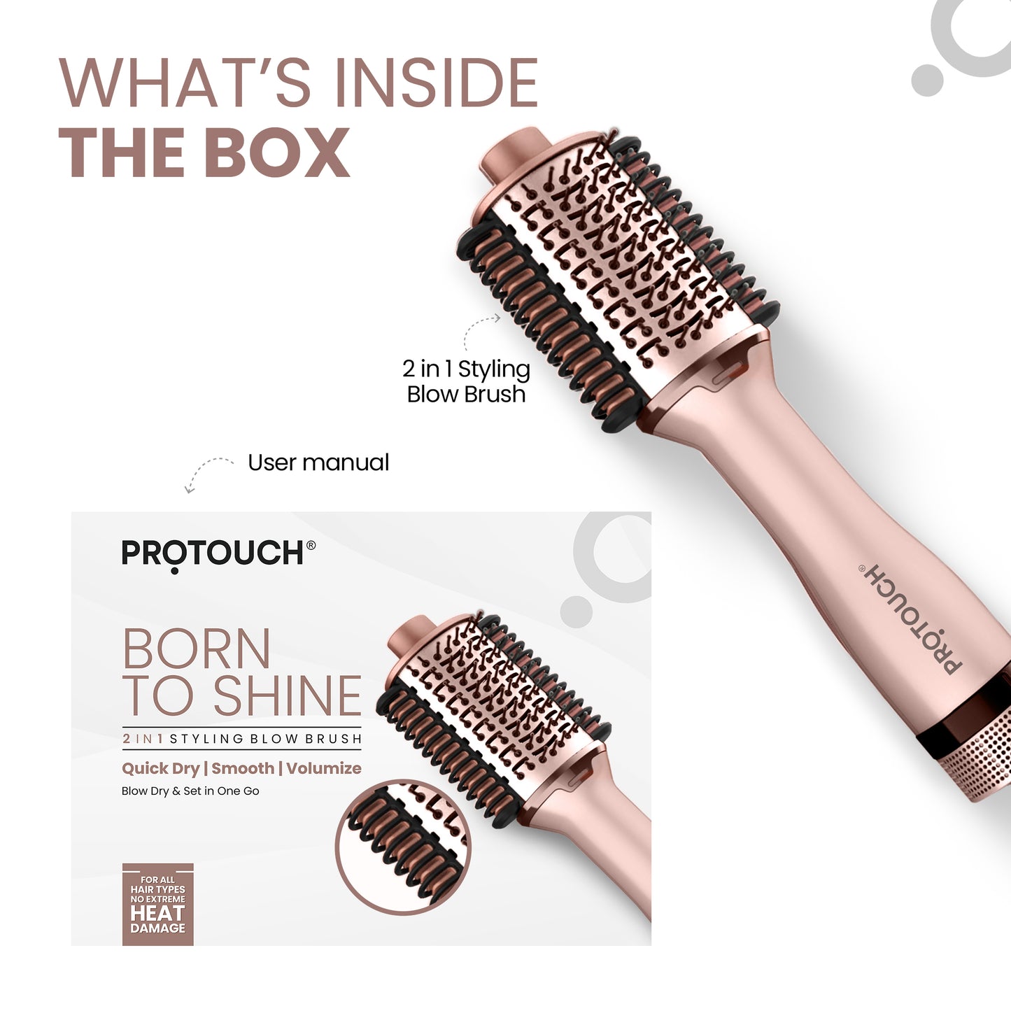 Protouch Born To Shine 2 in 1 styling blow brush | Protouch at Broadway