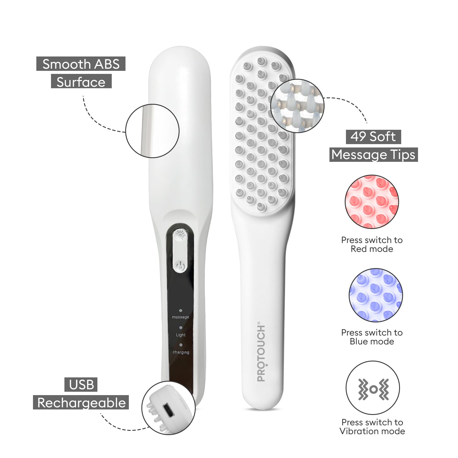 Protouch LED Hair Growth Therapy Comb | Vibrating Scalp Massage Comb | Protouch at Broadway