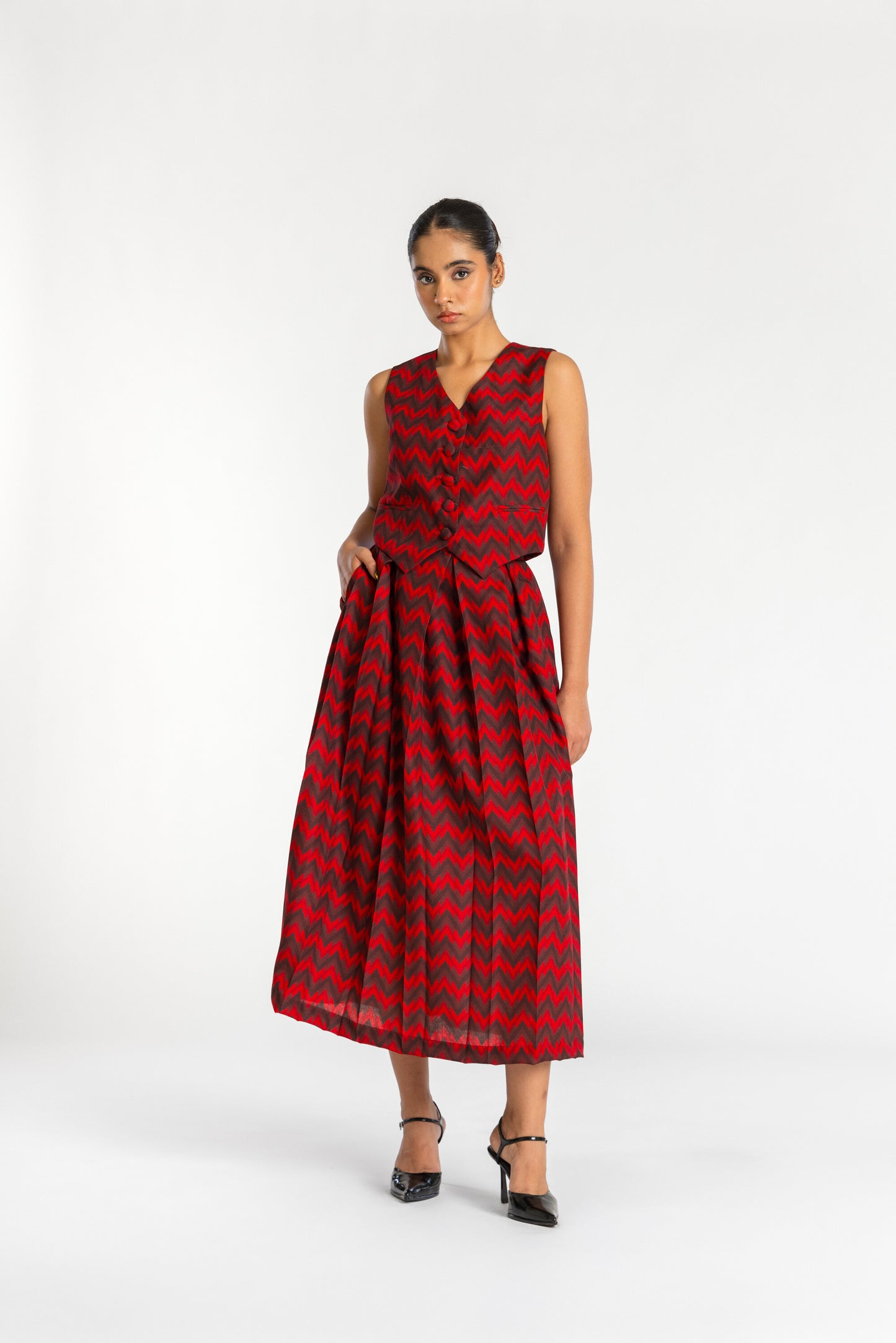 Ikat Red Raza Co-ord Set