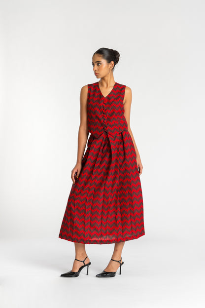 Ikat Red Raza Co-ord Set