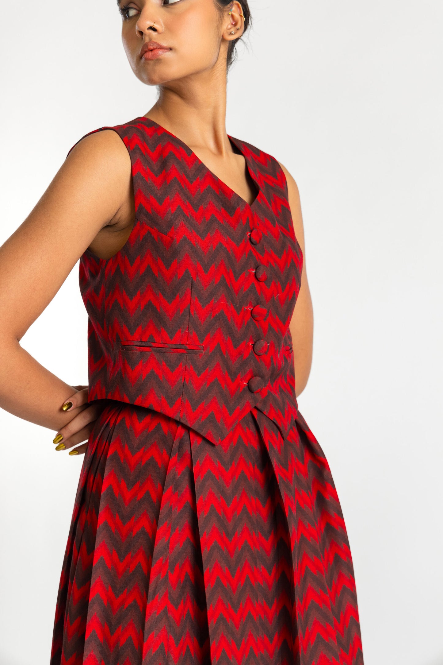 Ikat Red Raza Co-ord Set