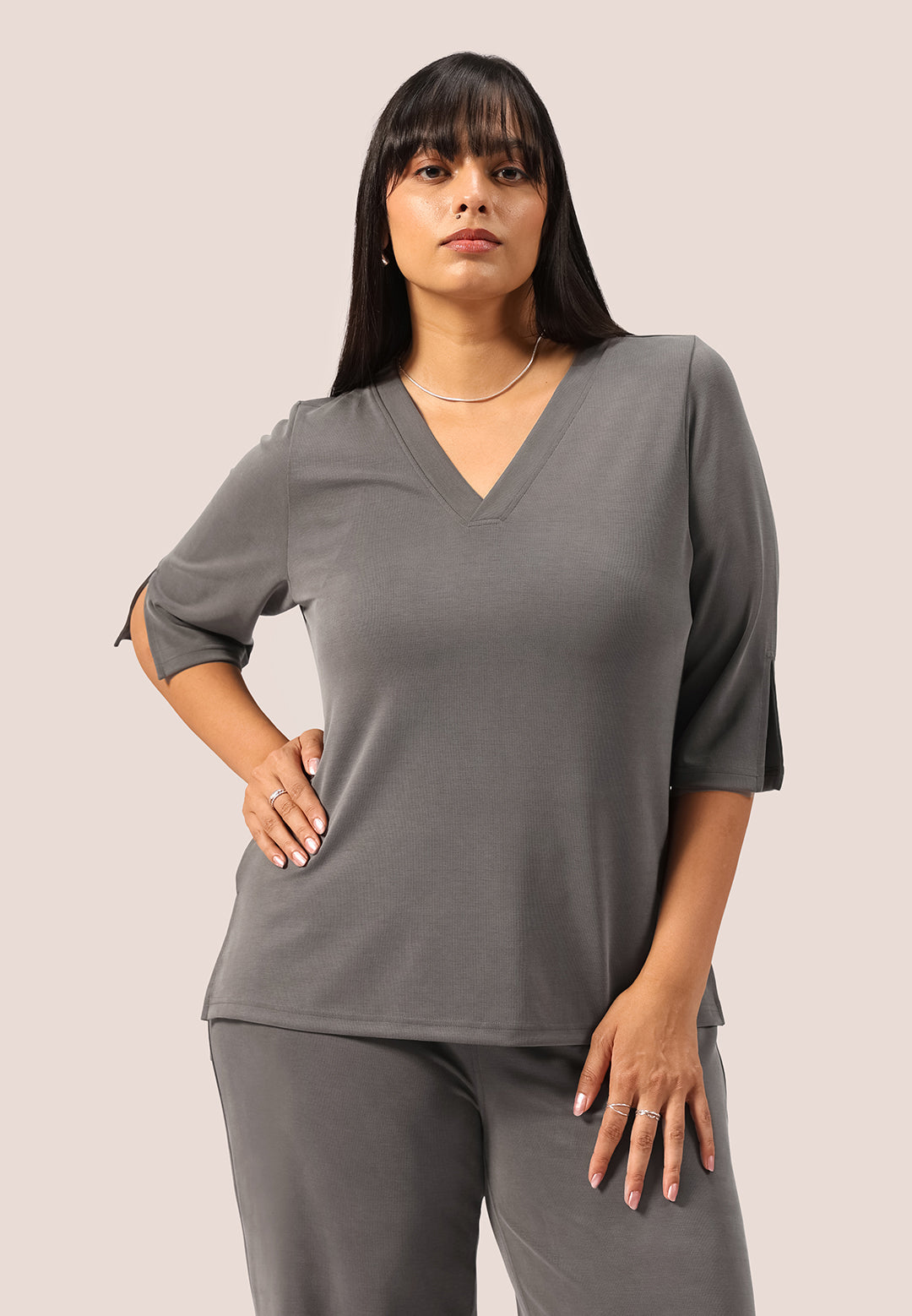 PetalRib™ Slit Sleeve Top | BlissClub at Broadway