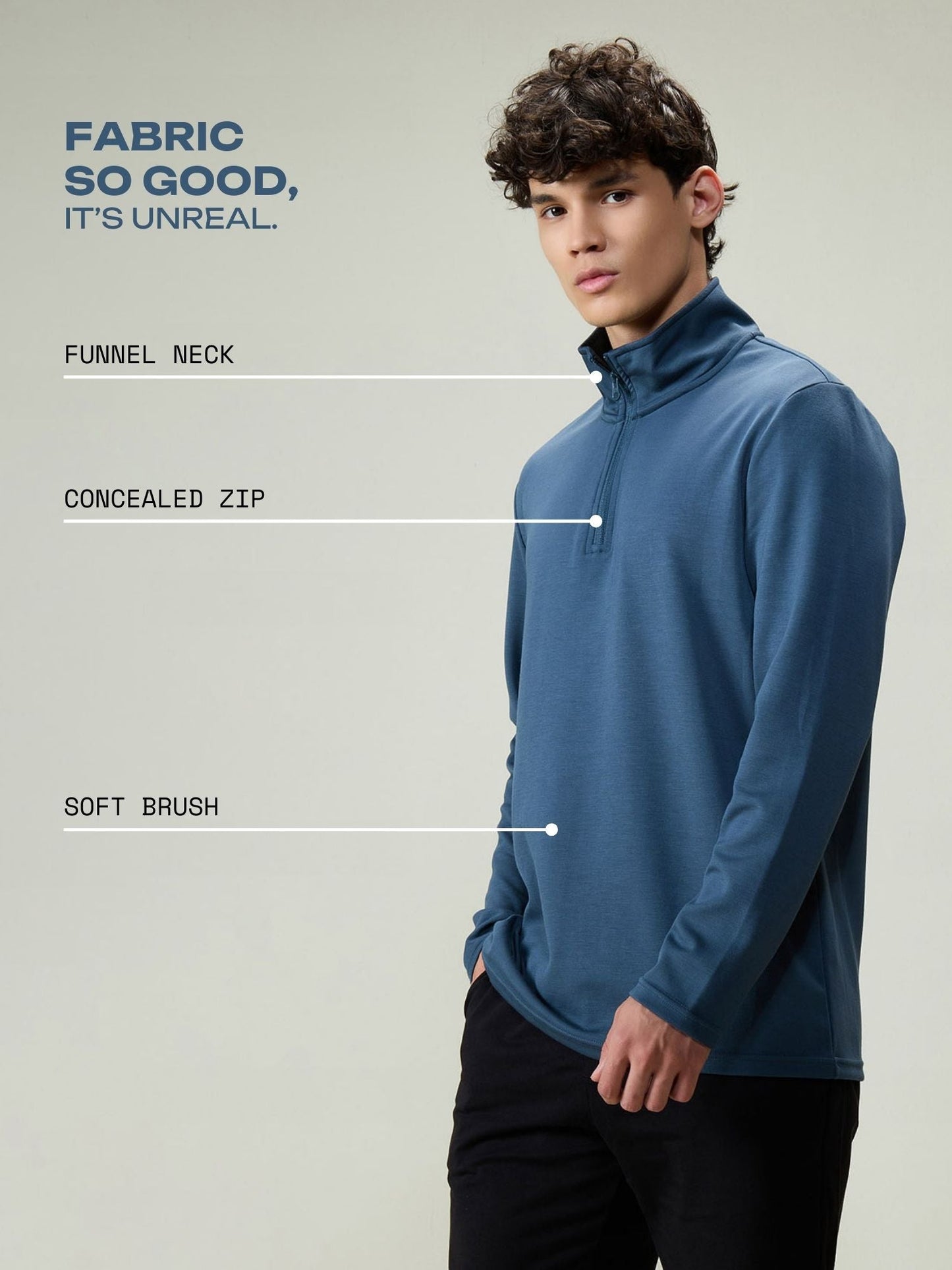 Petrol Blue Modal Quarter Zip