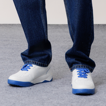 Blue Leather Low Top Sneaker.
