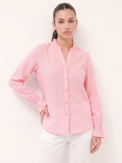 Ruffle Collar Shirt - Pink