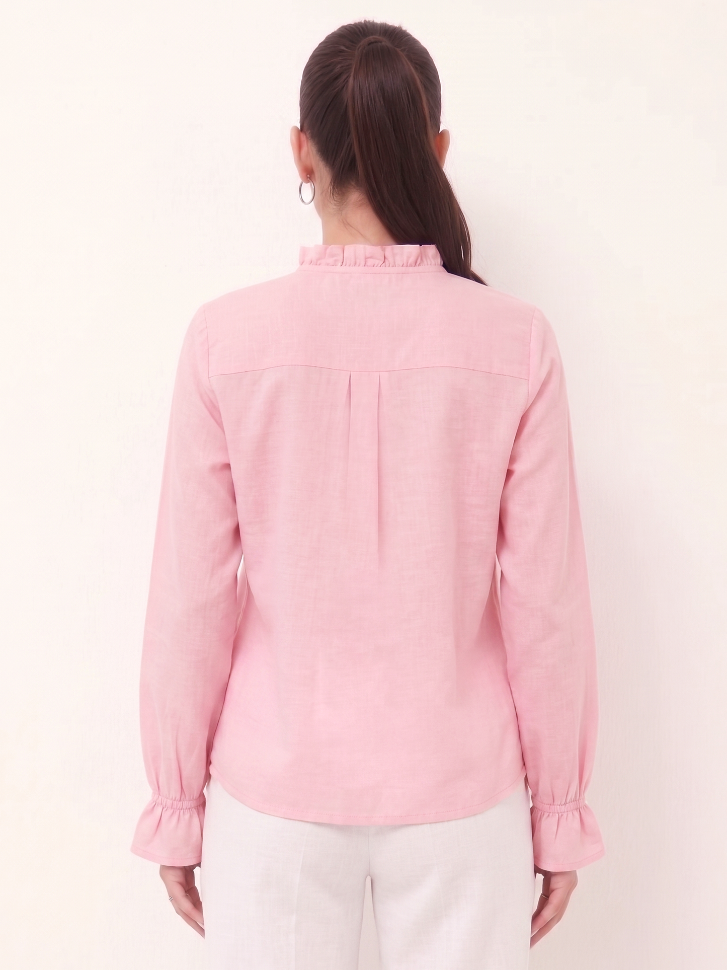 Ruffle Collar Shirt - Pink