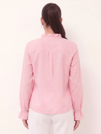 Ruffle Collar Shirt - Pink