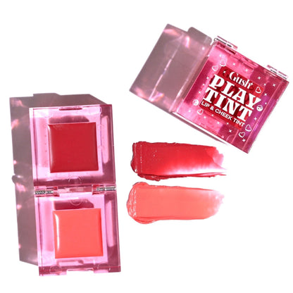 2-in-1 lip and cheek tint bubblegum burst - coral peach & deep maroon