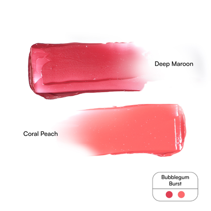 #color_bubblegum burst - coral peach & deep maroon