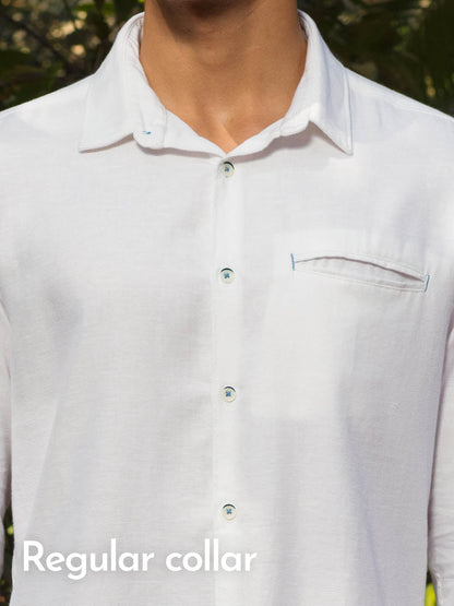 Buttondown Collar Cotton Linen French Placket Welt Pocket - Porto