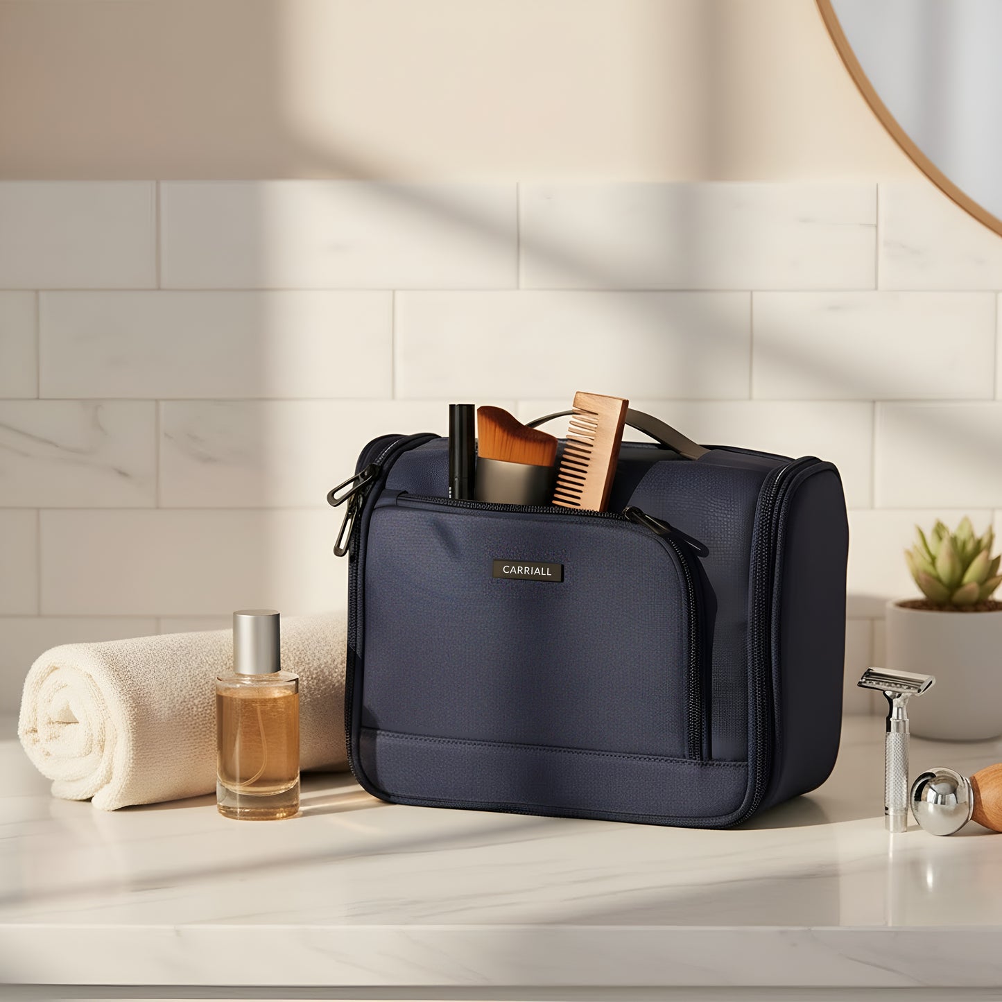 Carriall The Prepp Kit | Unisex Polyester Toiletry Bag with hook  (Navy Blue)