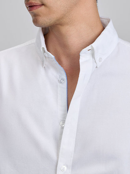 Laze 100% Cotton Shirt - Royal Oxford Weave | Kingdom Of White at Broadway