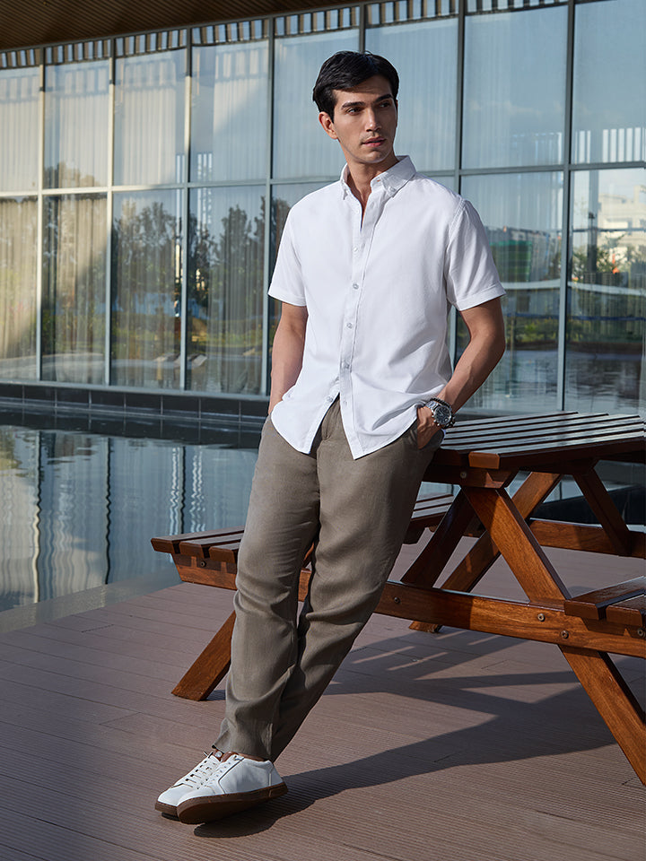Laze 100% Cotton Shirt - Royal Oxford Weave | Kingdom Of White at Broadway