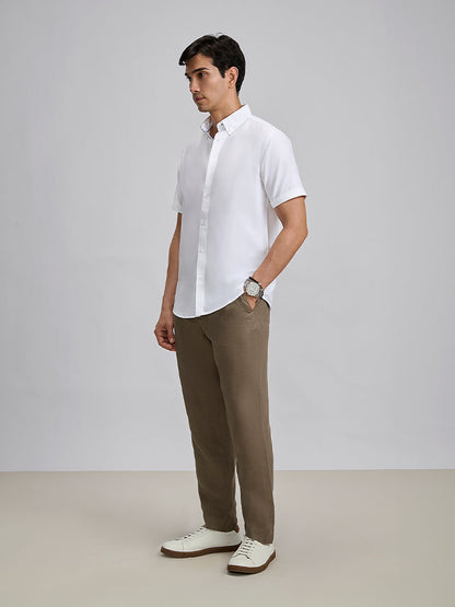 Laze 100% Cotton Shirt - Royal Oxford Weave | Kingdom Of White at Broadway