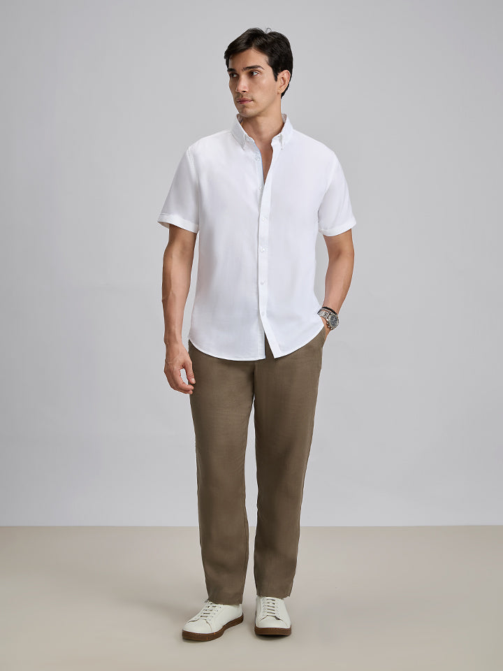 Laze 100% Cotton Shirt - Royal Oxford Weave | Kingdom Of White at Broadway