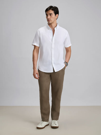Laze 100% Cotton Shirt - Royal Oxford Weave | Kingdom Of White at Broadway