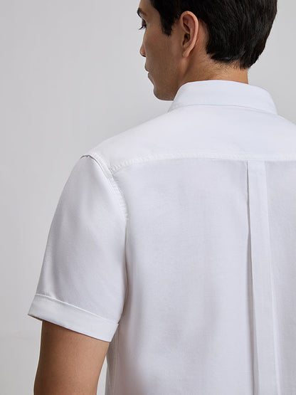 Laze 100% Cotton Shirt - Royal Oxford Weave | Kingdom Of White at Broadway