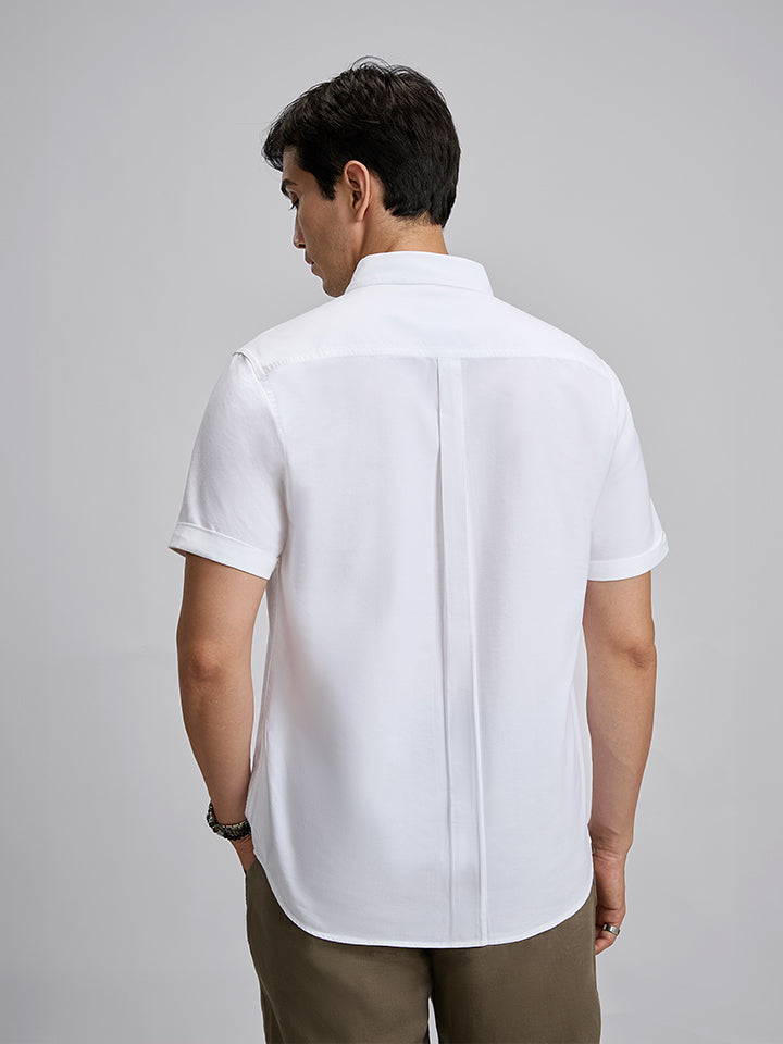 Laze 100% Cotton Shirt - Royal Oxford Weave | Kingdom Of White at Broadway