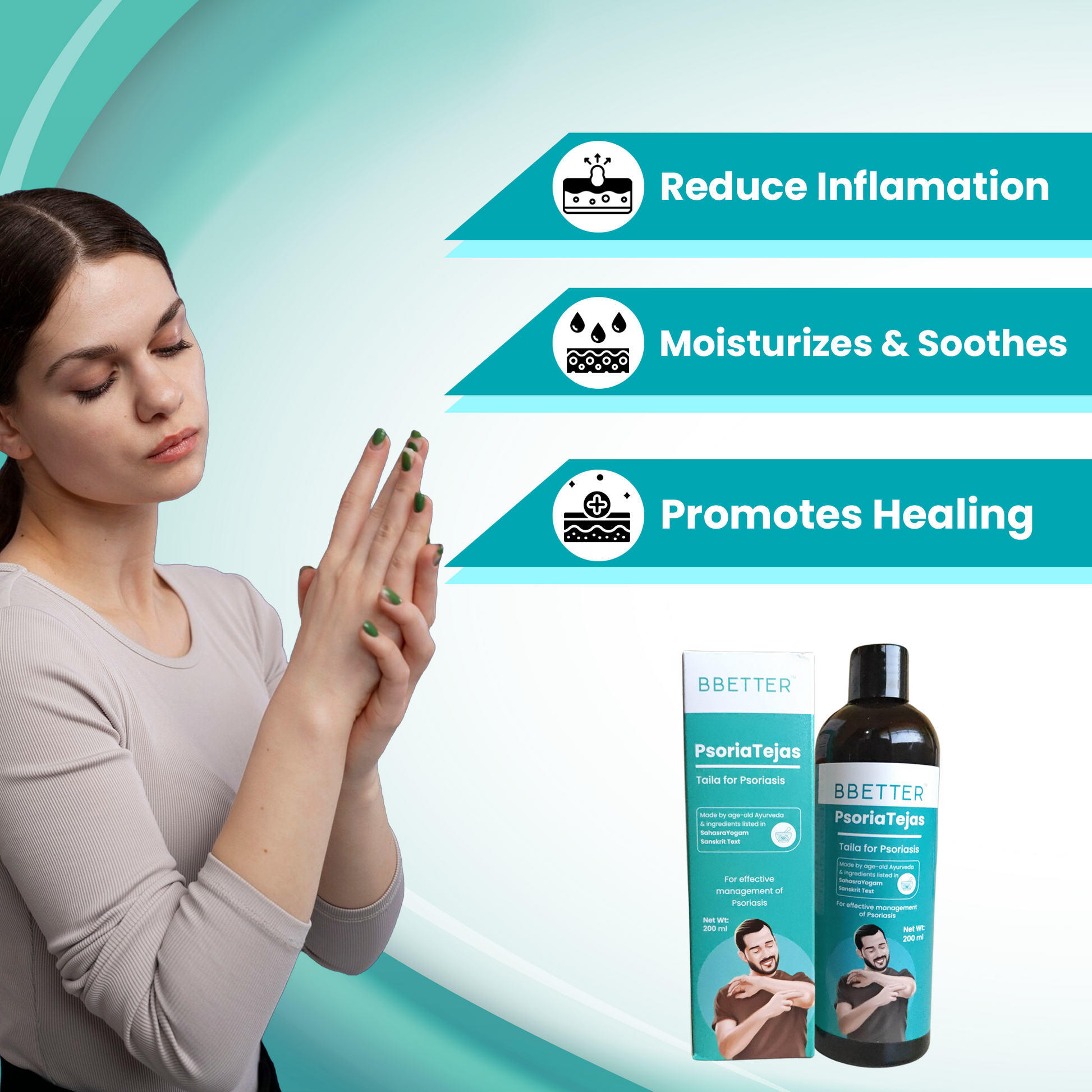 BBETTER PsoriaTejas - Ayurvedic Oil for Psoriasis Relief & Skin Health Management | Bbetter at Broadway
