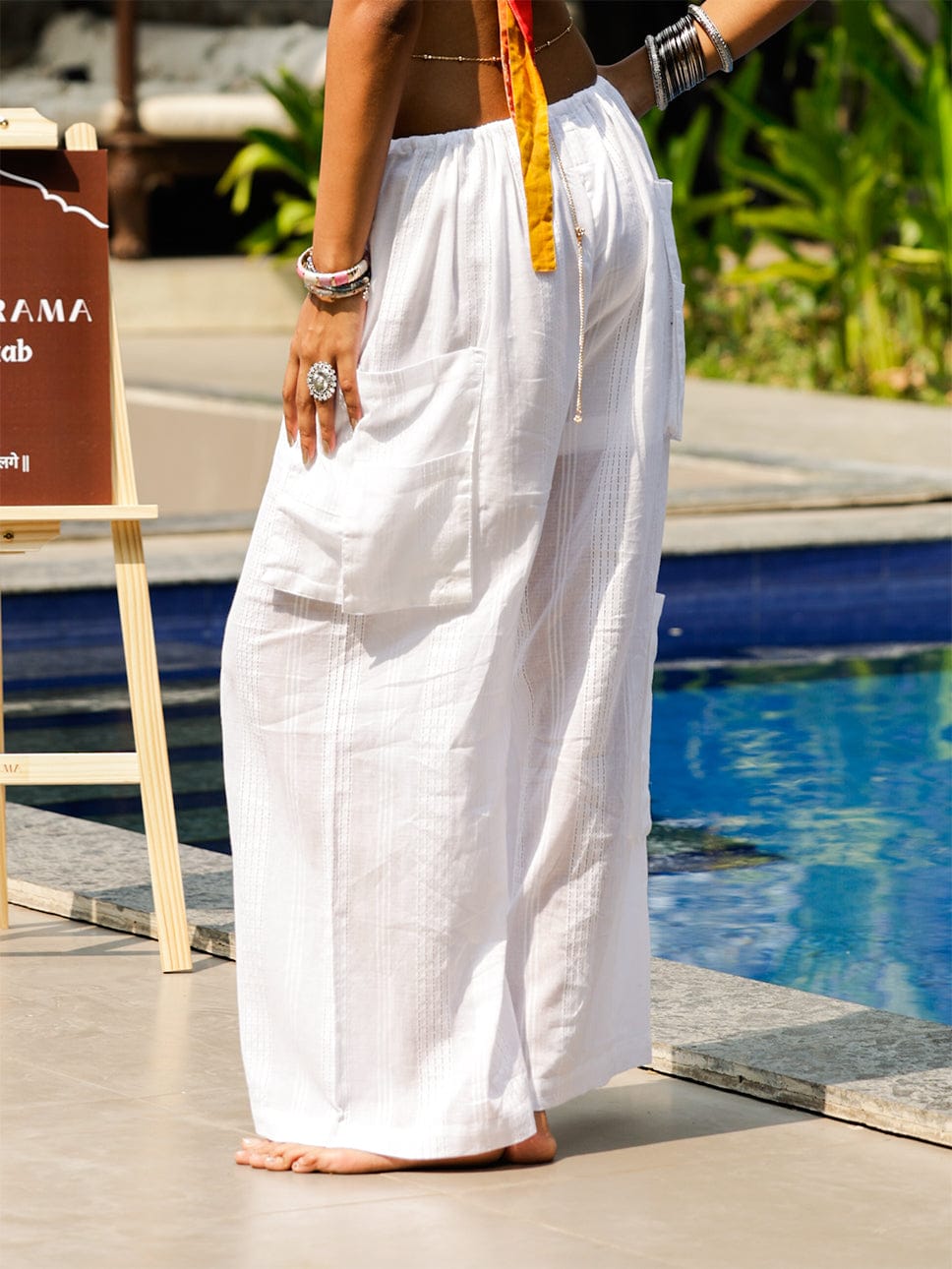 White Jacquard Pants