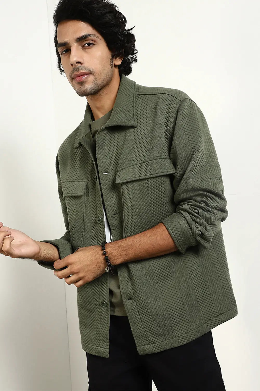 Relaxed Fit Textured Overshirt
