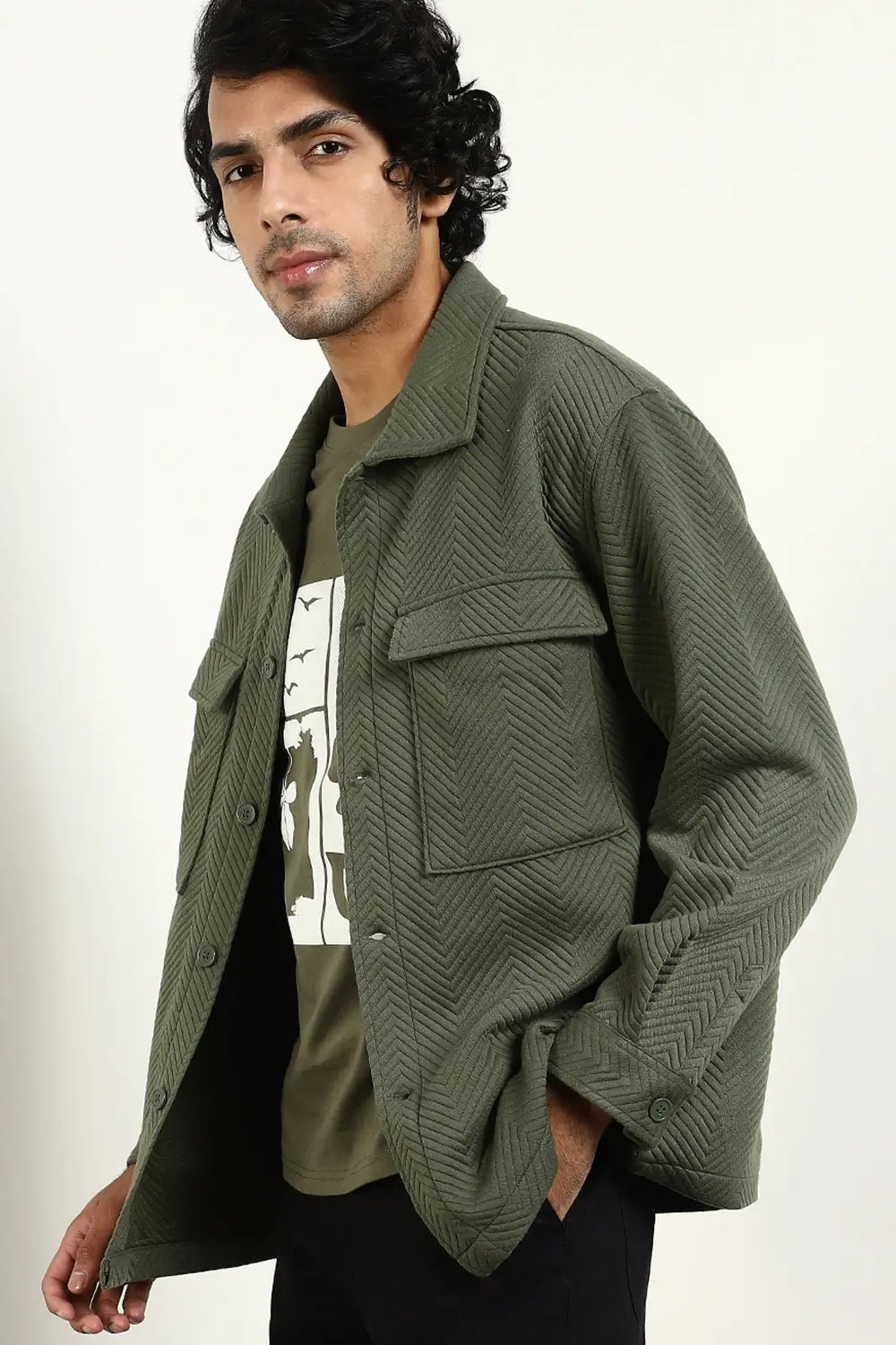 Relaxed Fit Textured Overshirt