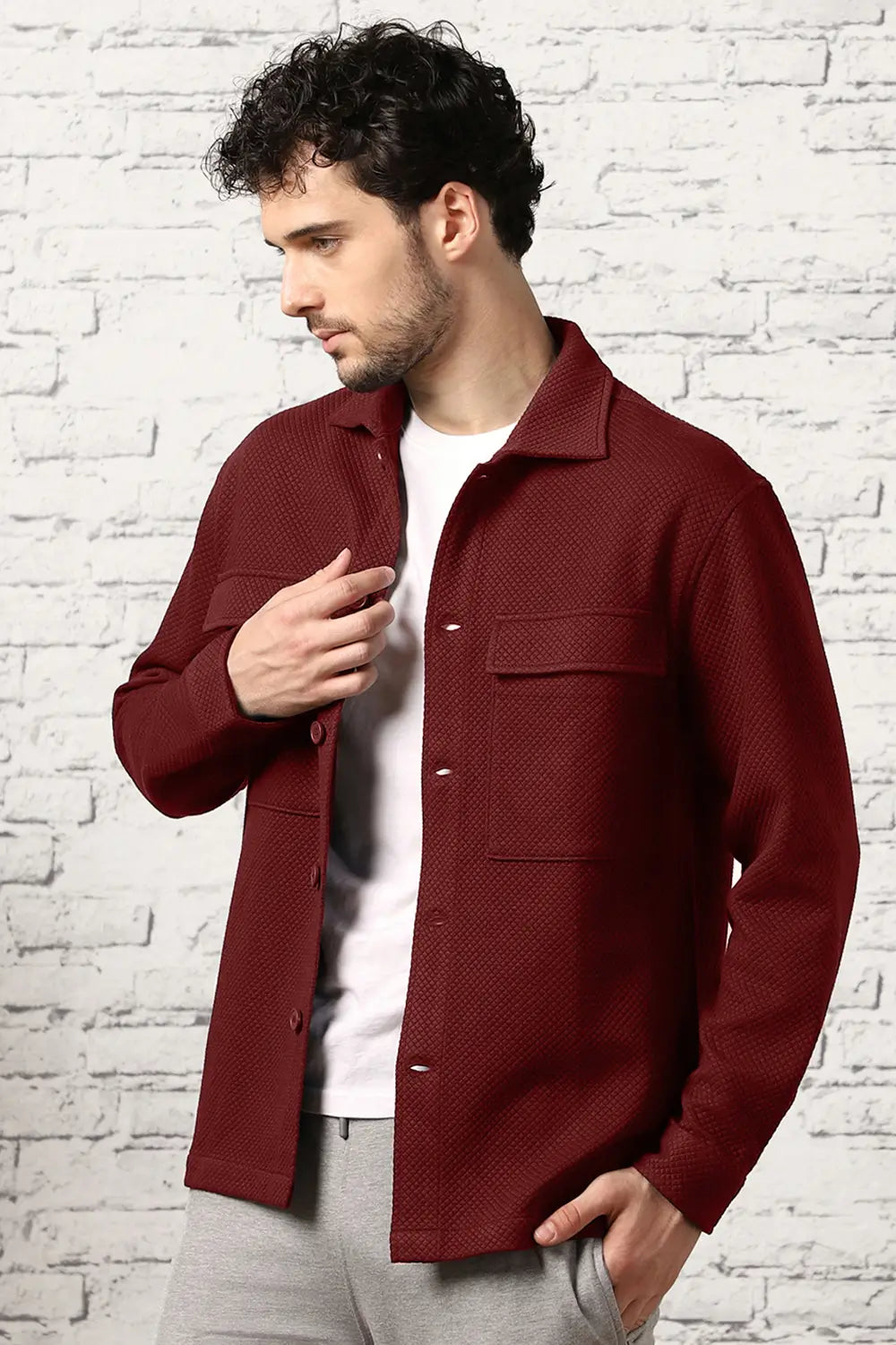 Relaxed Fit Textured Overshirt