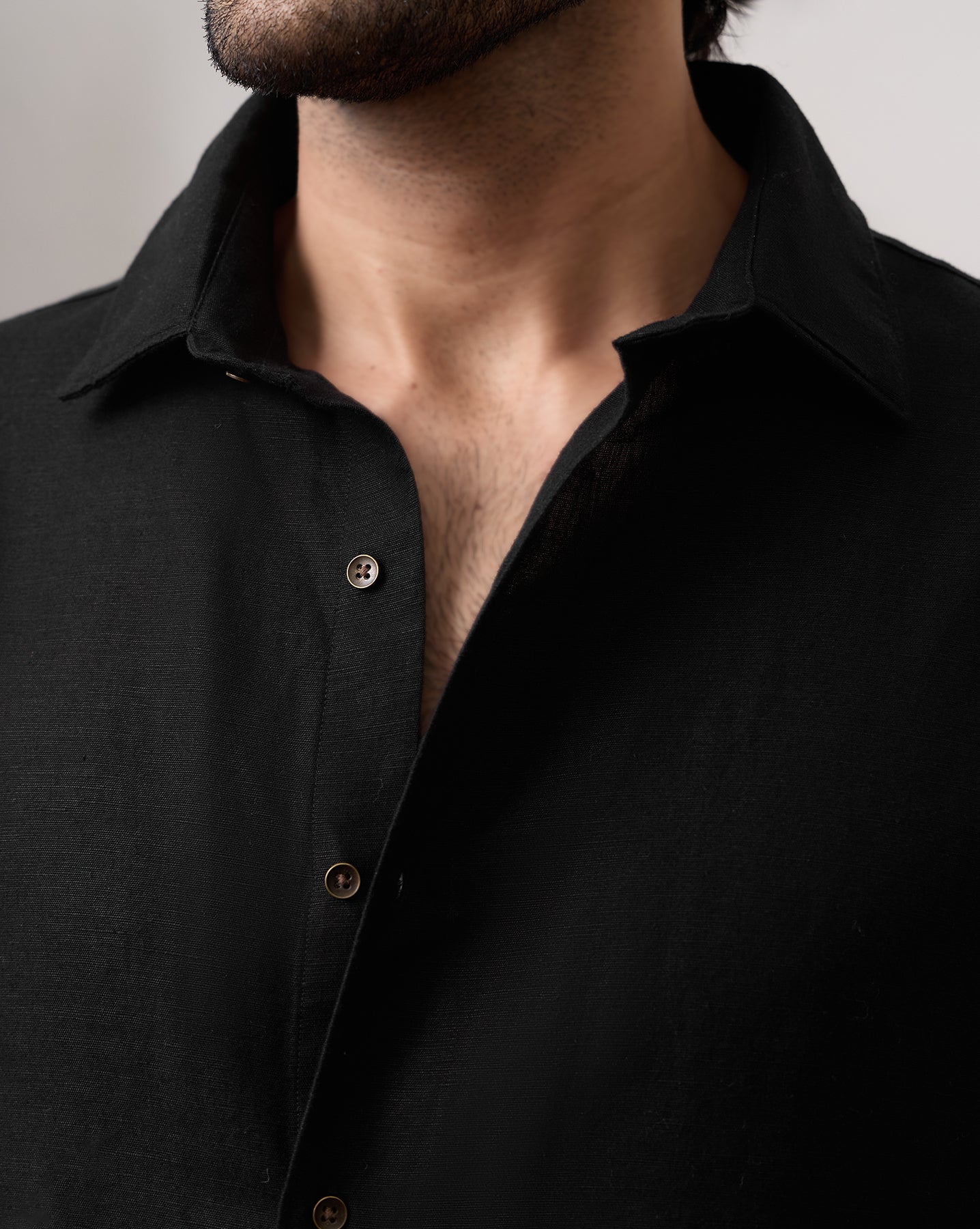 The Linen Rich Shirt Black