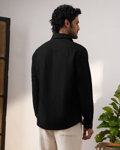 The Linen Rich Shirt Black