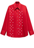 RED PEARL WORK CASUAL SHIRT | De Novoo at Broadway