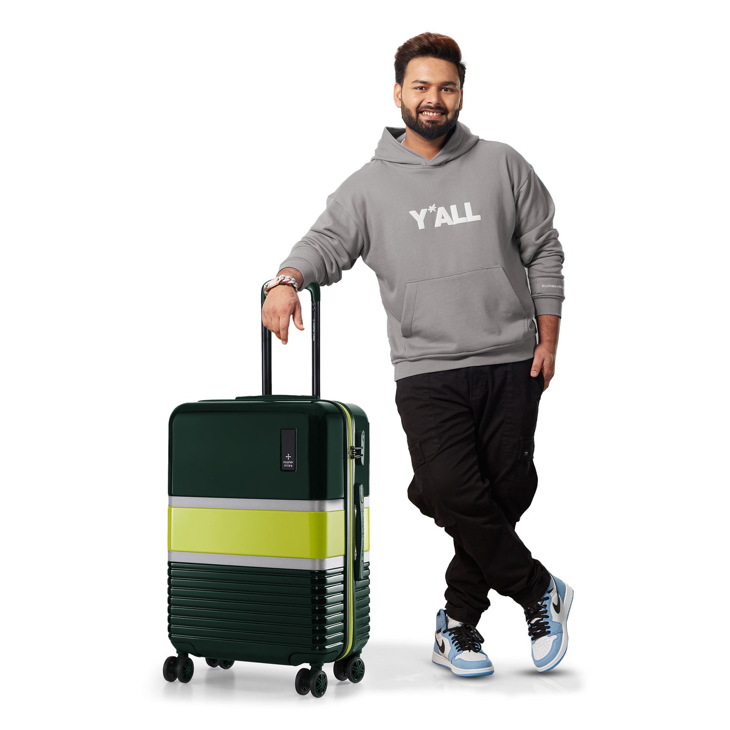 Nasher Miles Mexico Hard-Sided Polycarbonate Check-in Luggage Dark Green And Lime 24 inch |65 Trolley Bag