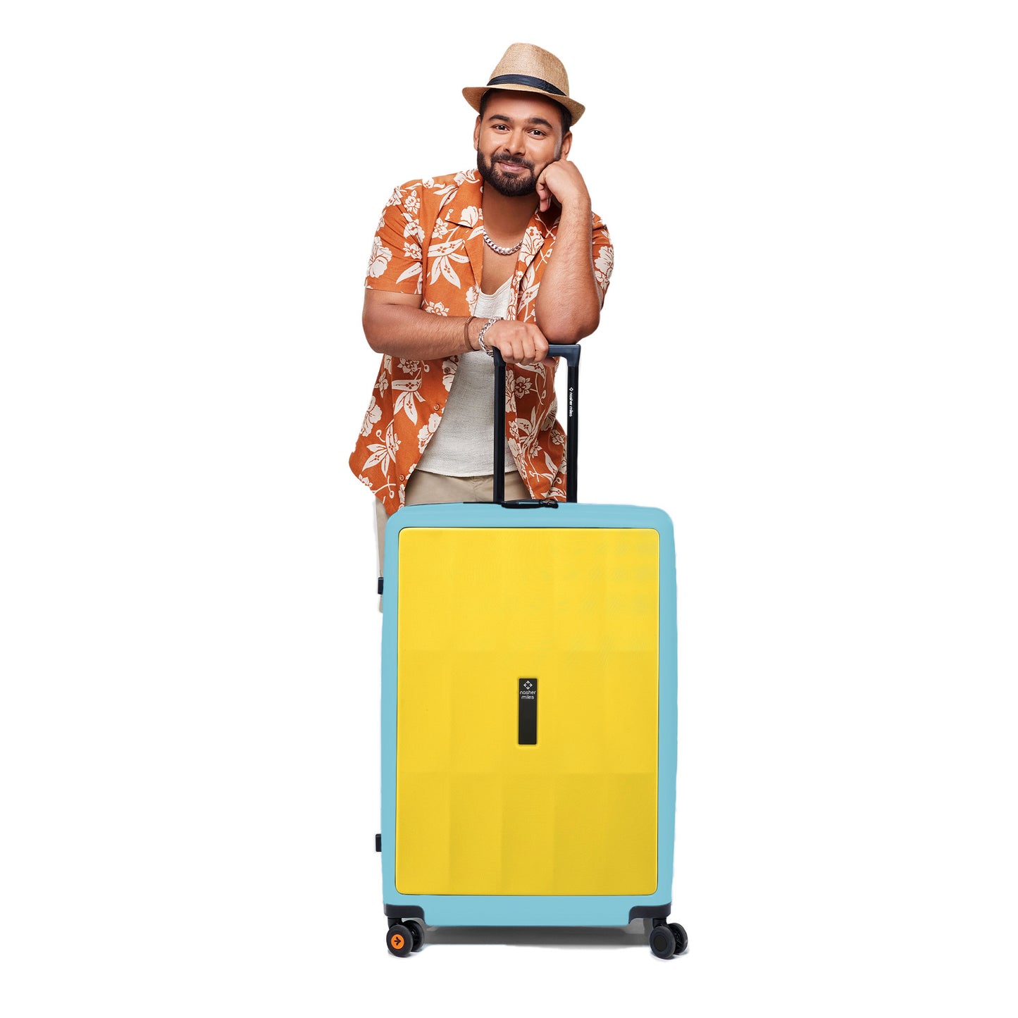 Nasher Miles Zanzibar TSA Lock Hard-Sided Polycarbonate Check-in Luggage Yellow Blue 28 inch |75 Trolley Bag| Suitcase