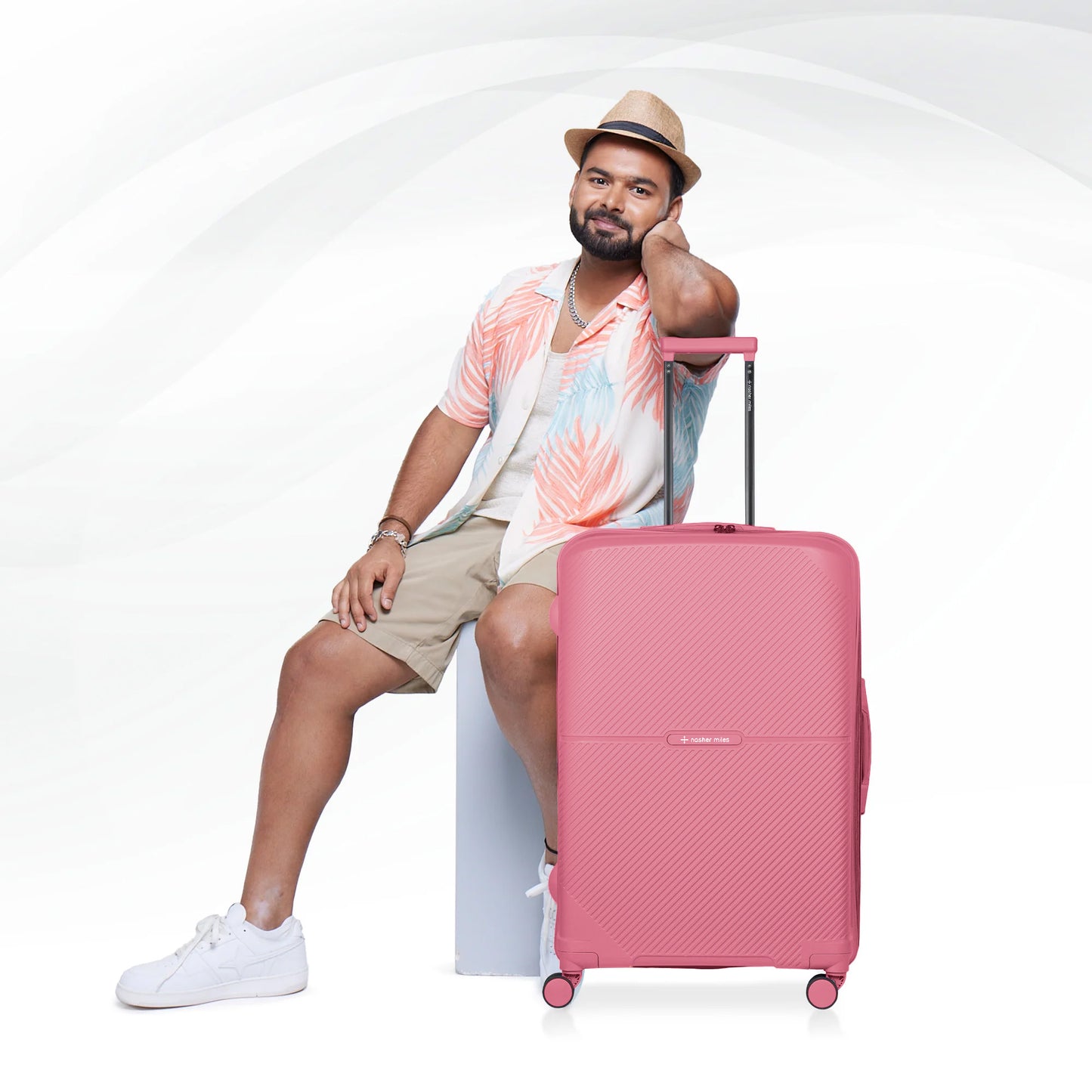Nasher Miles Hawaii TSA Lock and Anti-Theft Hard-Sided Polypropylene Check-in Luggage Pink 28 inch |75 Trolley Bag | Suitcase