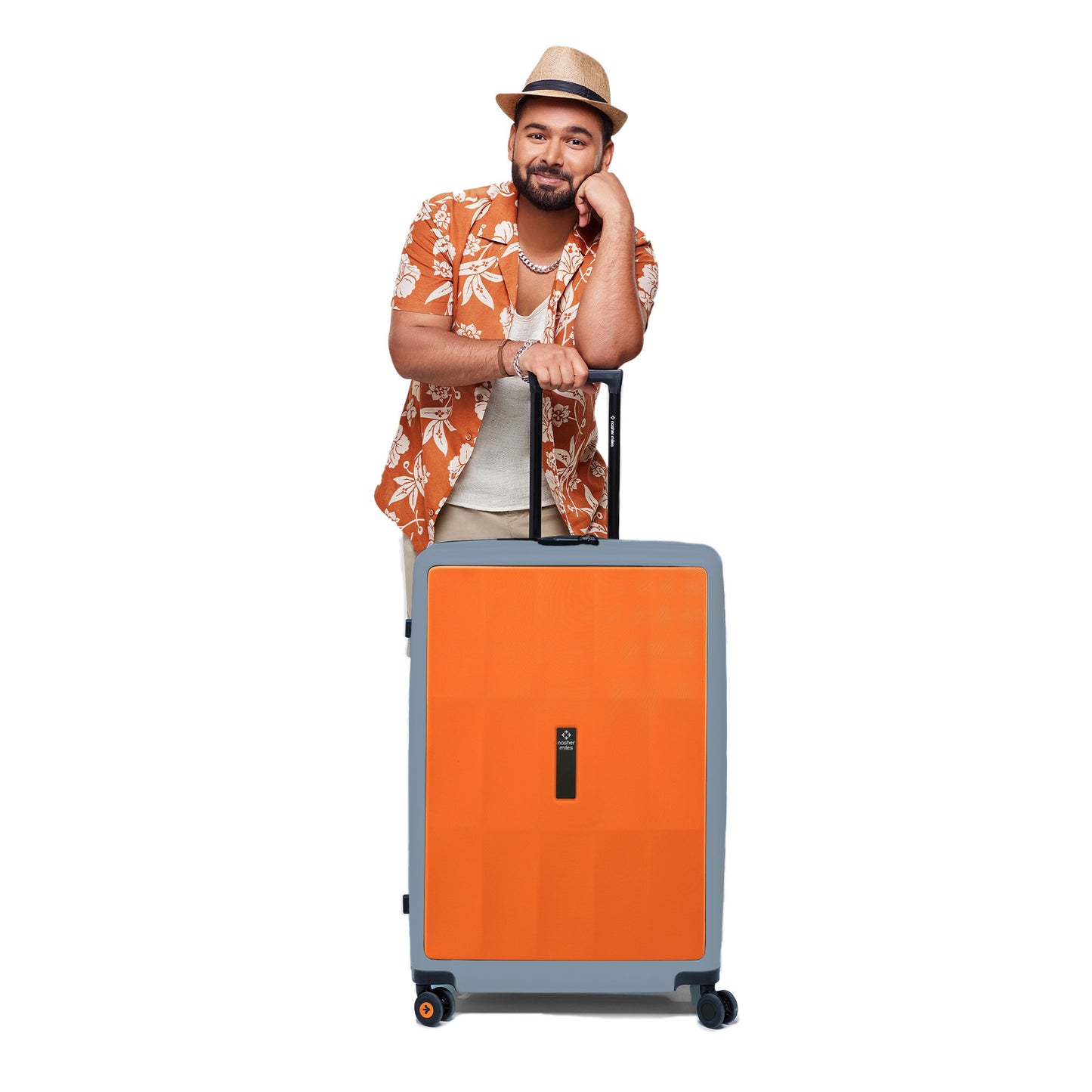 Nasher Miles Zanzibar TSA Lock Hard-Sided Polycarbonate Check-in Luggage Orange Grey 28 inch |75 Trolley Bag| Suitcase