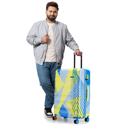 Nasher Miles Chicago Hard-Sided Polycarbonate Printed Check-in Luggage Lemon Teal 28 inch (75) Trolley Bag