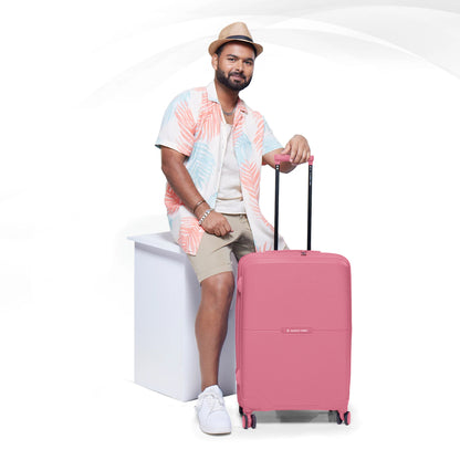 Nasher Miles Hawaii TSA Lock and Anti-Theft Hard-Sided Polypropylene Check-in Luggage Pink 24 inch |65 Trolley Bag | Suitcase