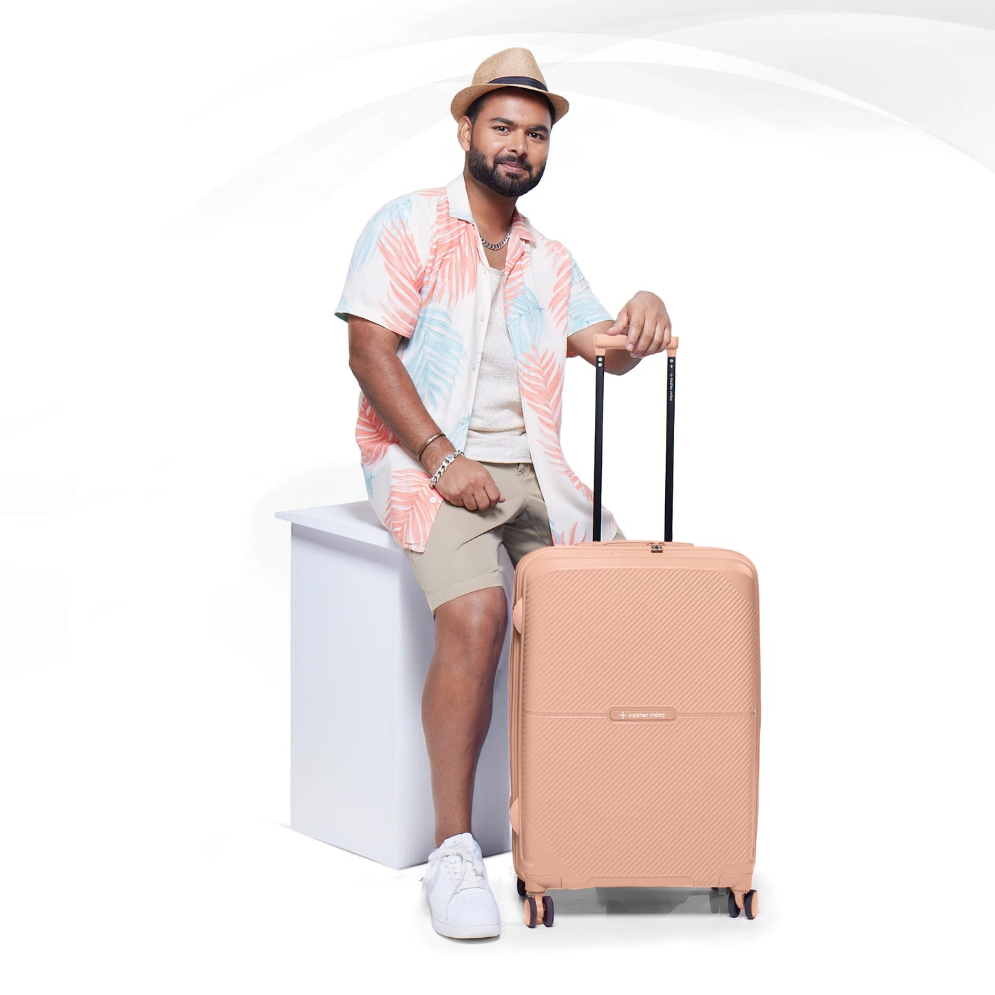 Nasher Miles Hawaii TSA Lock and Anti-Theft Hard-Sided Polypropylene Check-in Luggage Peach 24 inch |65 Trolley Bag | Suitcase