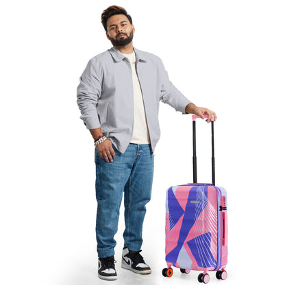 Nasher Miles Chicago Hard-Sided Polycarbonate Printed Cabin Luggage Pink Grey 20 inch (55) Trolley Bag