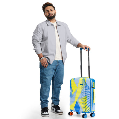 Nasher Miles Chicago Hard-Sided Polycarbonate Printed Cabin Luggage Lemon Teal 20 inch (55) Trolley Bag