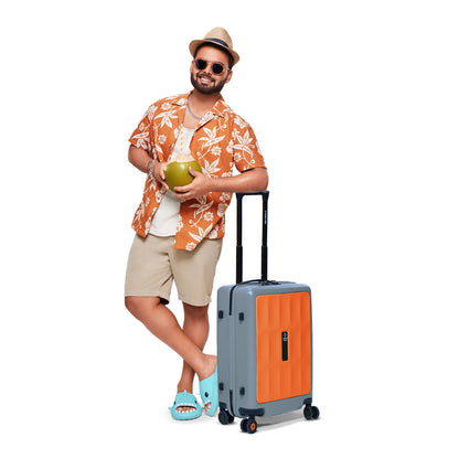 Nasher Miles Zanzibar TSA Lock Hard-Sided Polycarbonate Cabin Luggage Orange Grey 20 inch |55 Trolley Bag| Suitcase
