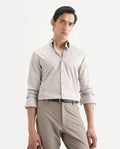 Rare Rabbit Men's Como-27 Dusky Beige Cotton Blend Fabric Full Sleeve Spread Collar Regular Fit Plain Shirt | Rare Rabbit at Broadway