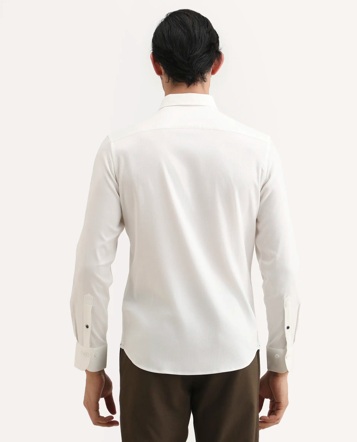 Rare Rabbit Men's Mer-Ss26 White Viscose Blend Fabric Full Sleeve Spread Collar Regular Fit Plain Shirt | Rare Rabbit at Broadway