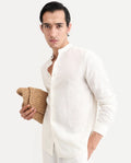 Rare Rabbit Men's Cinex 26 Off White 100% Linen Fabric Full Sleeve Regular Fit Shirt | Rare Rabbit at Broadway