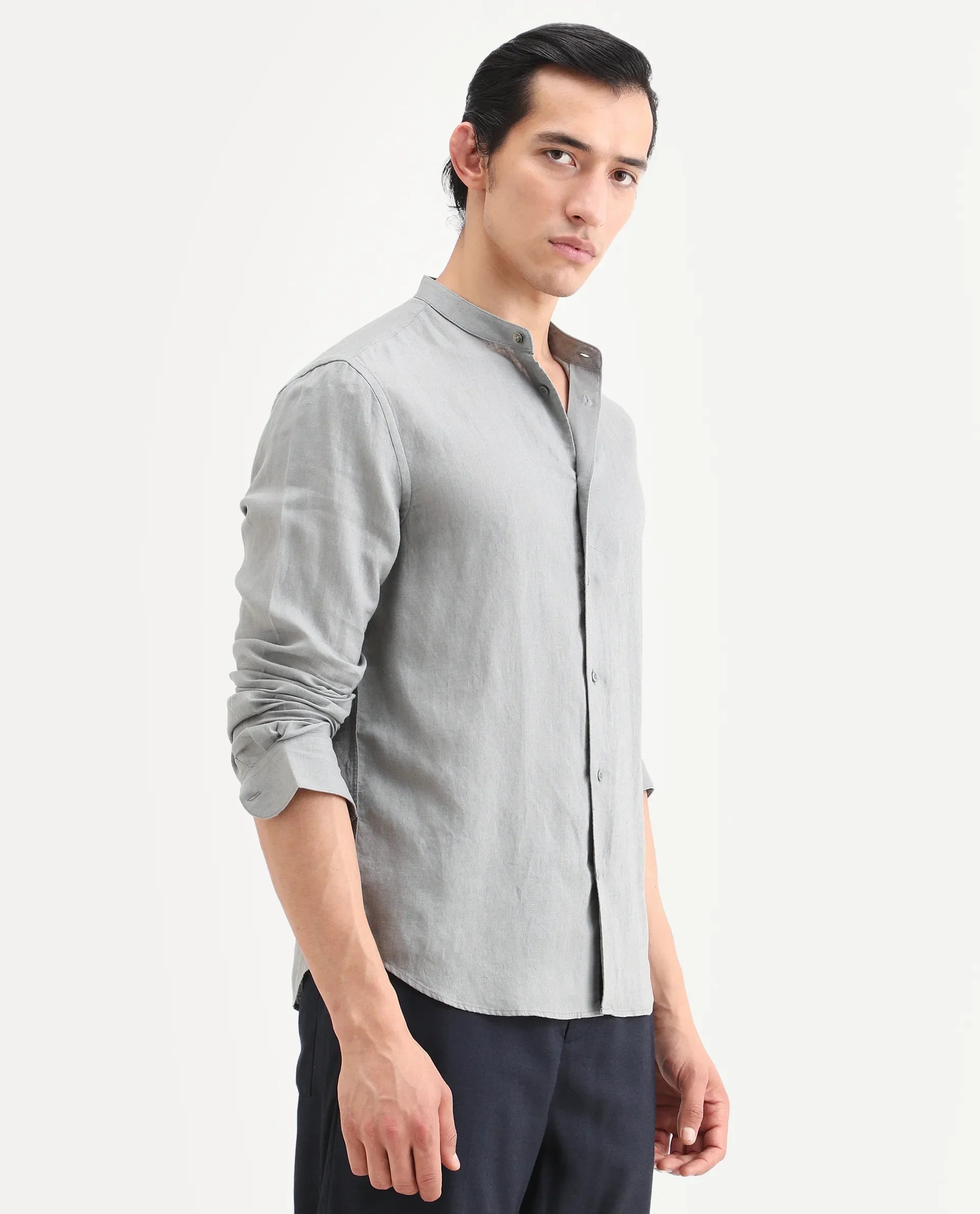 Rare Rabbit Men's Cinex 26 Dusky Olive 100% Linen Fabric Full Sleeve Regular Fit Shirt | Rare Rabbit at Broadway