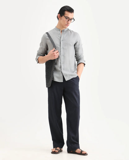 Rare Rabbit Men's Cinex 26 Dusky Olive 100% Linen Fabric Full Sleeve Regular Fit Shirt | Rare Rabbit at Broadway