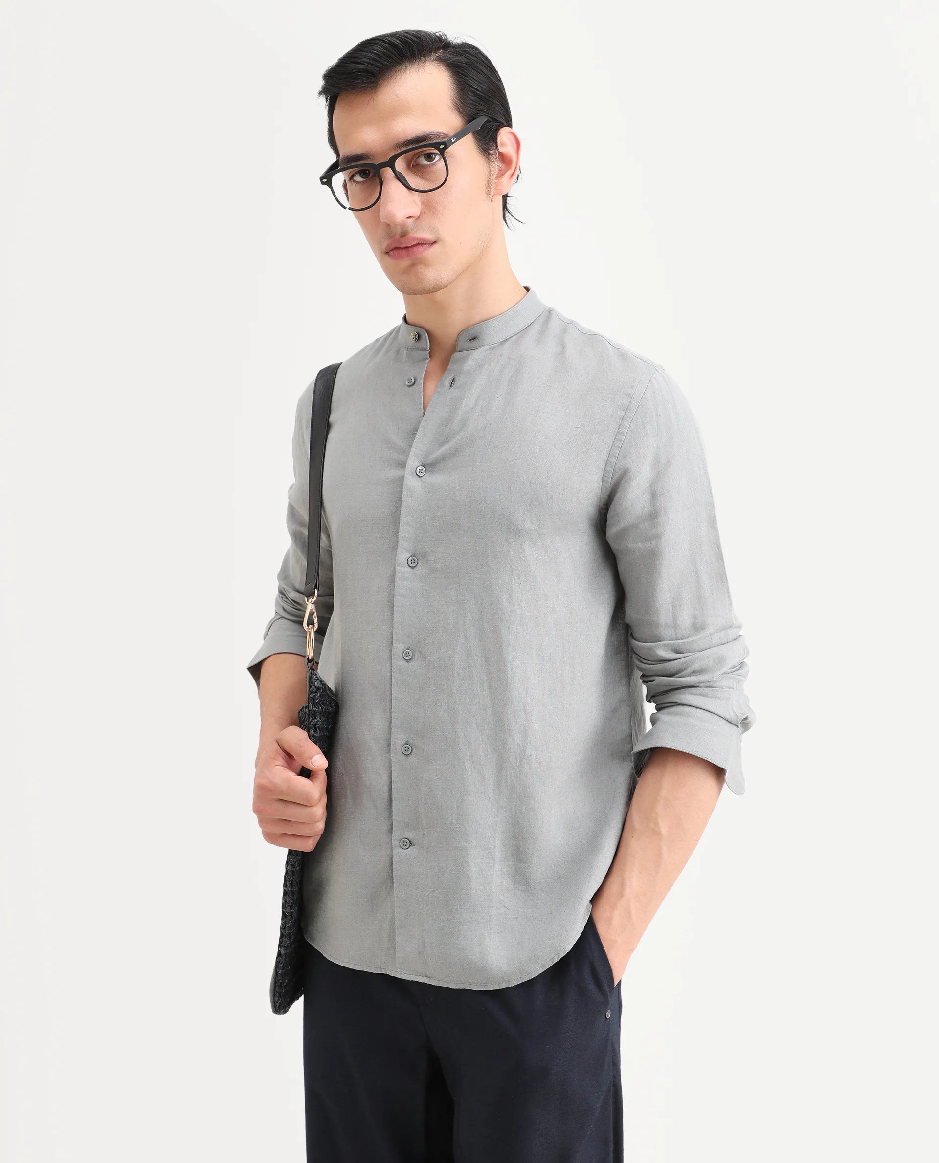Rare Rabbit Men's Cinex 26 Dusky Olive 100% Linen Fabric Full Sleeve Regular Fit Shirt | Rare Rabbit at Broadway